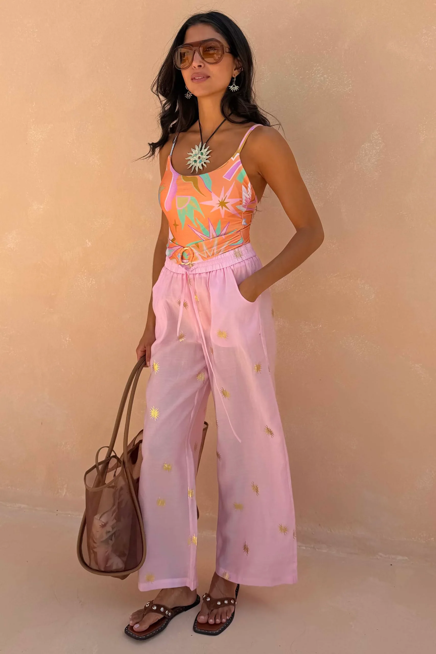 1361-pink-elissa-trousers-with-sun-foil-2.webp Pink Elissa Trousers with Sun Foil