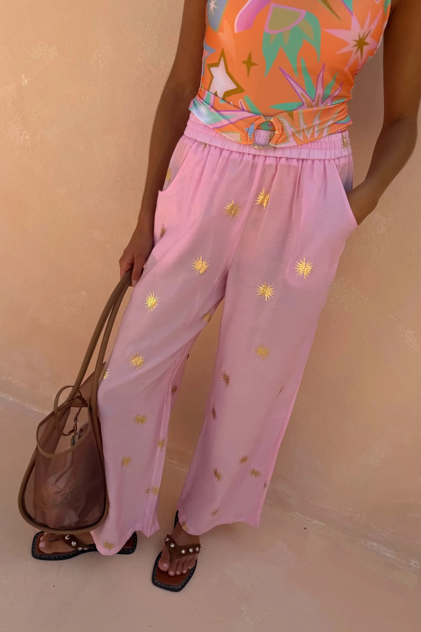 1361-pink-elissa-trousers-with-sun-foil-3.webp Pink Elissa Trousers with Sun Foil