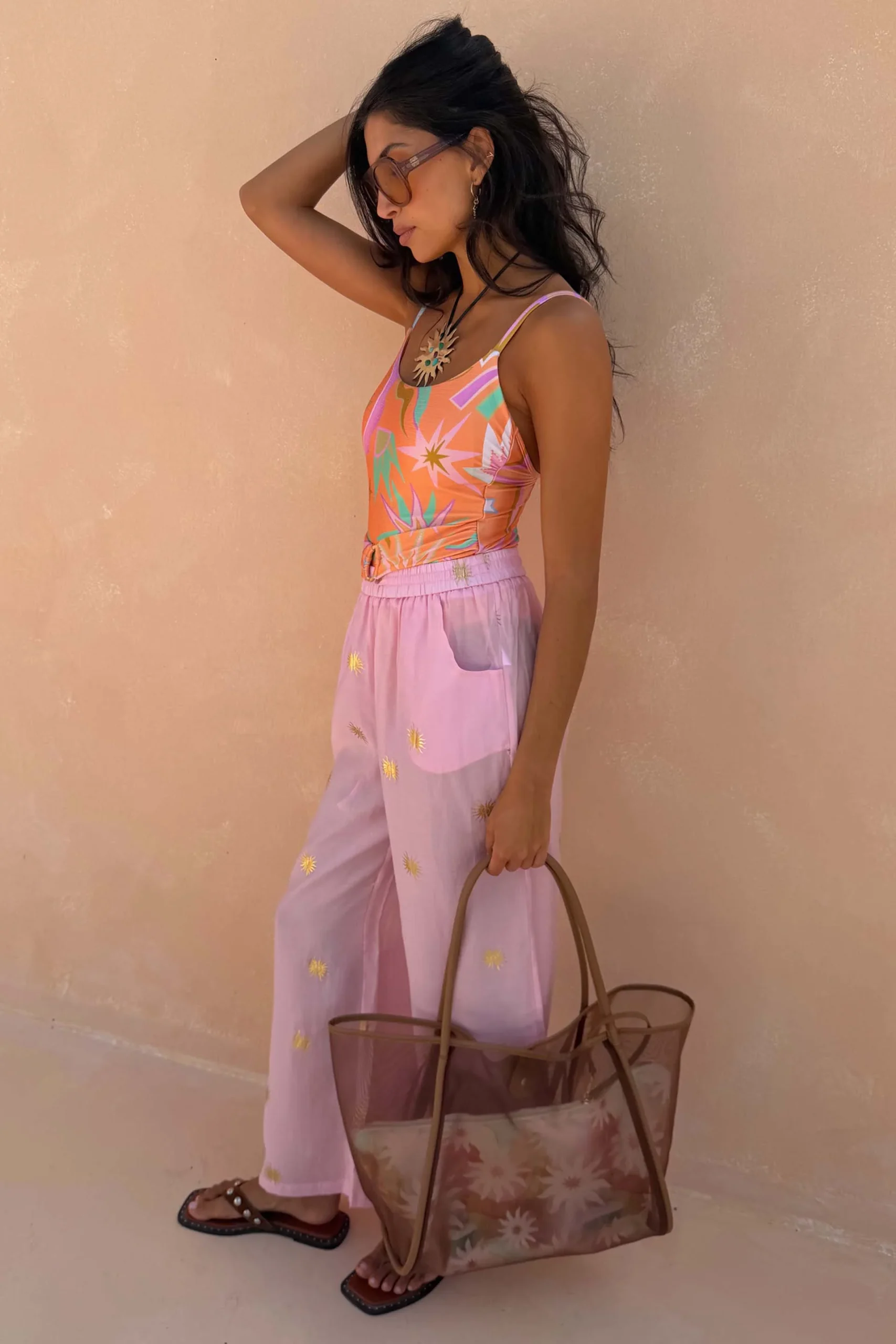 1361-pink-elissa-trousers-with-sun-foil-6.webp Pink Elissa Trousers with Sun Foil
