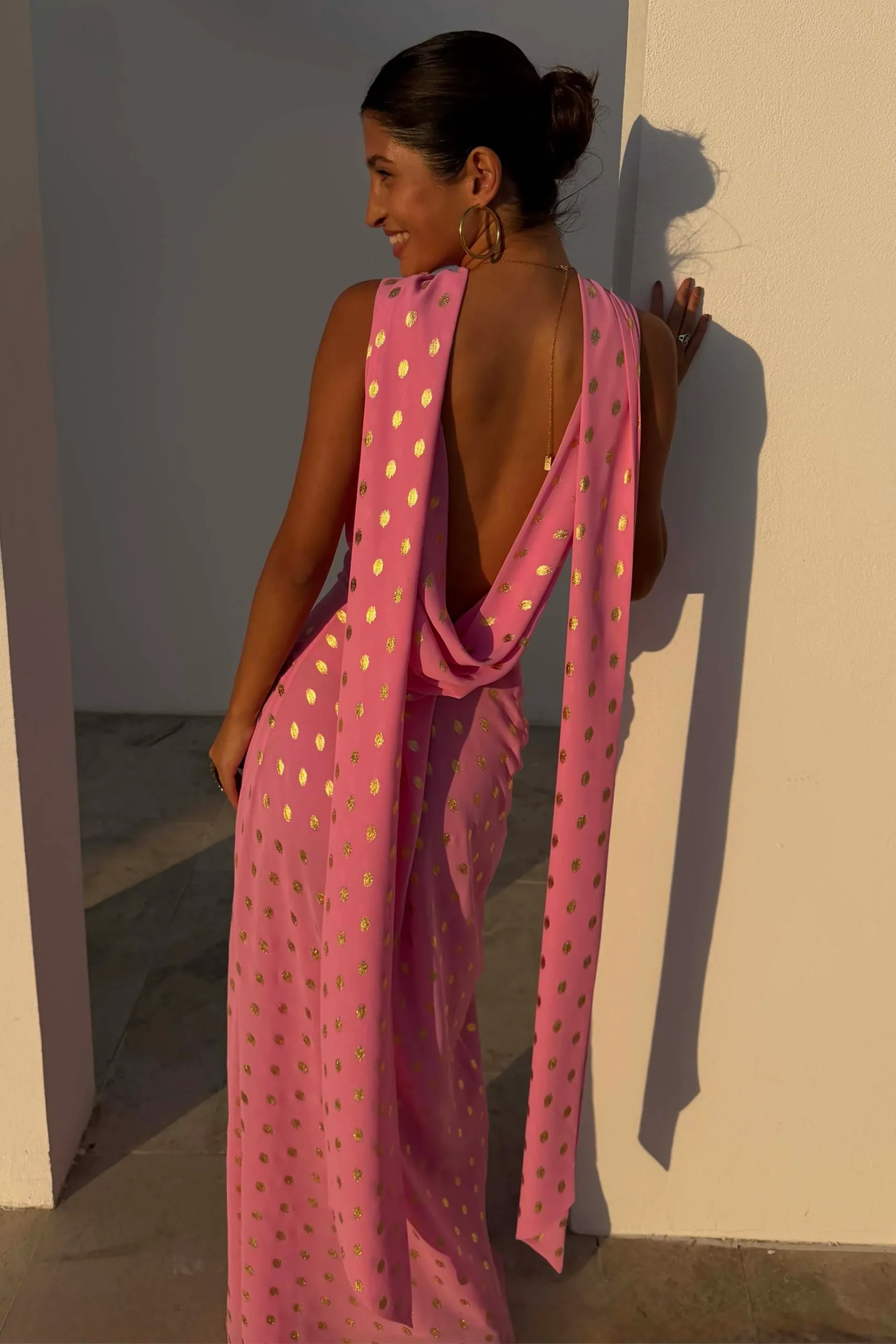1576-pink-sophie-dress-with-gold-fleck-10.webp Pink Sophie Dress with Gold Fleck