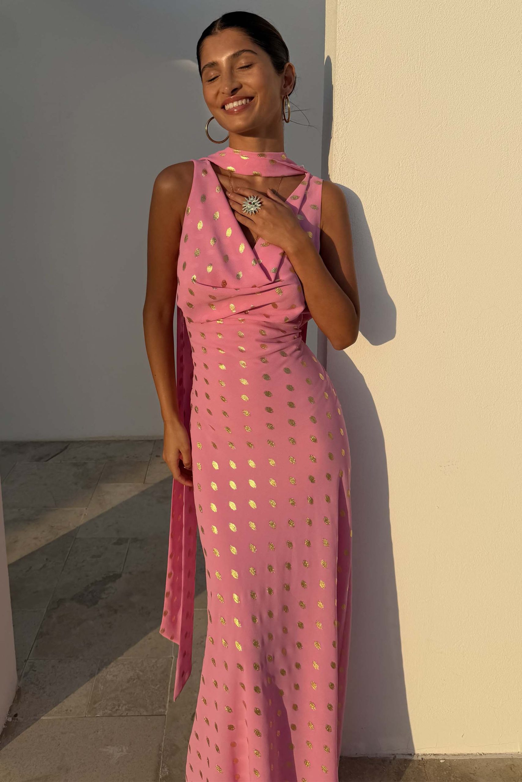 1576-pink-sophie-dress-with-gold-fleck-11.jpg Pink Sophie Dress with Gold Fleck