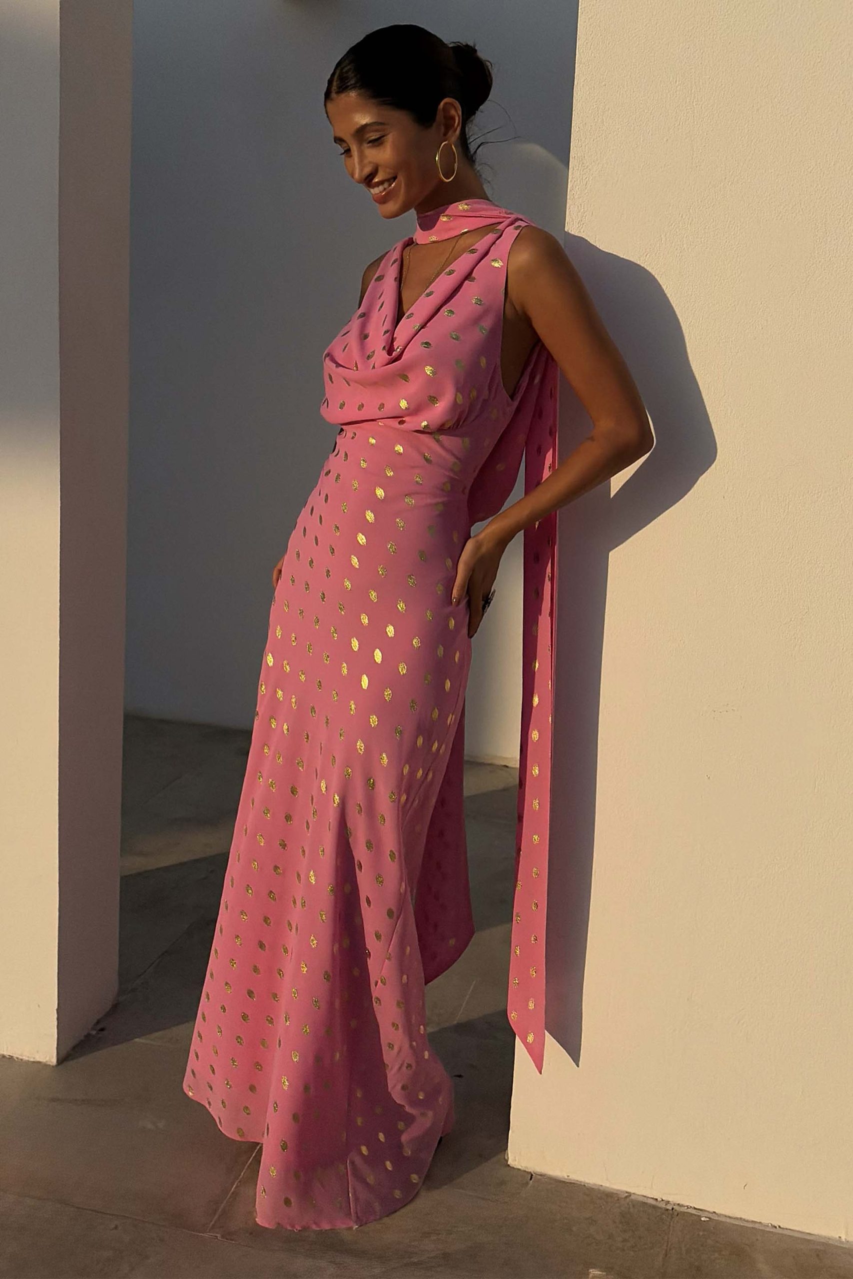 1576-pink-sophie-dress-with-gold-fleck-2.jpg Pink Sophie Dress with Gold Fleck