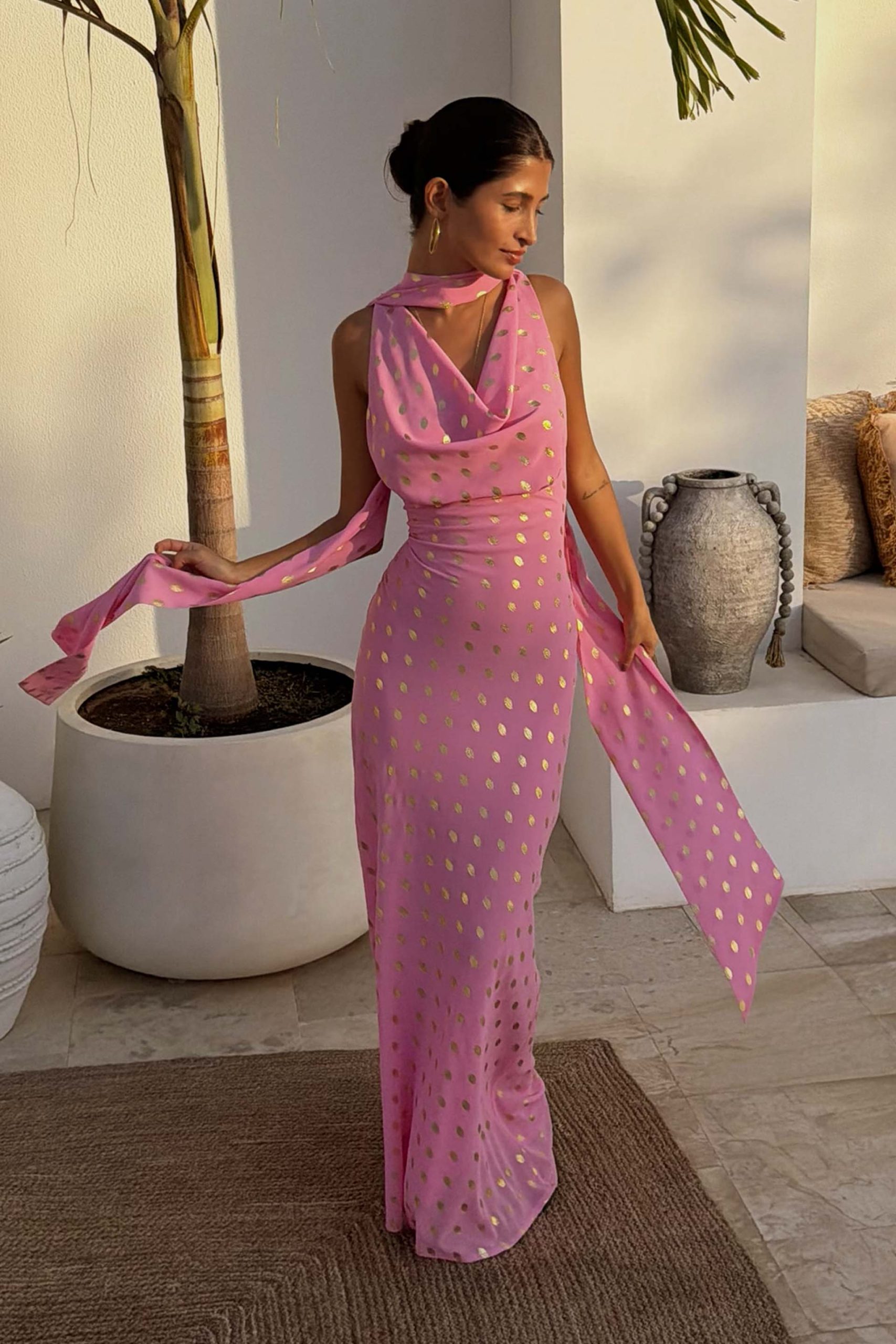 1576-pink-sophie-dress-with-gold-fleck-3.jpg Pink Sophie Dress with Gold Fleck