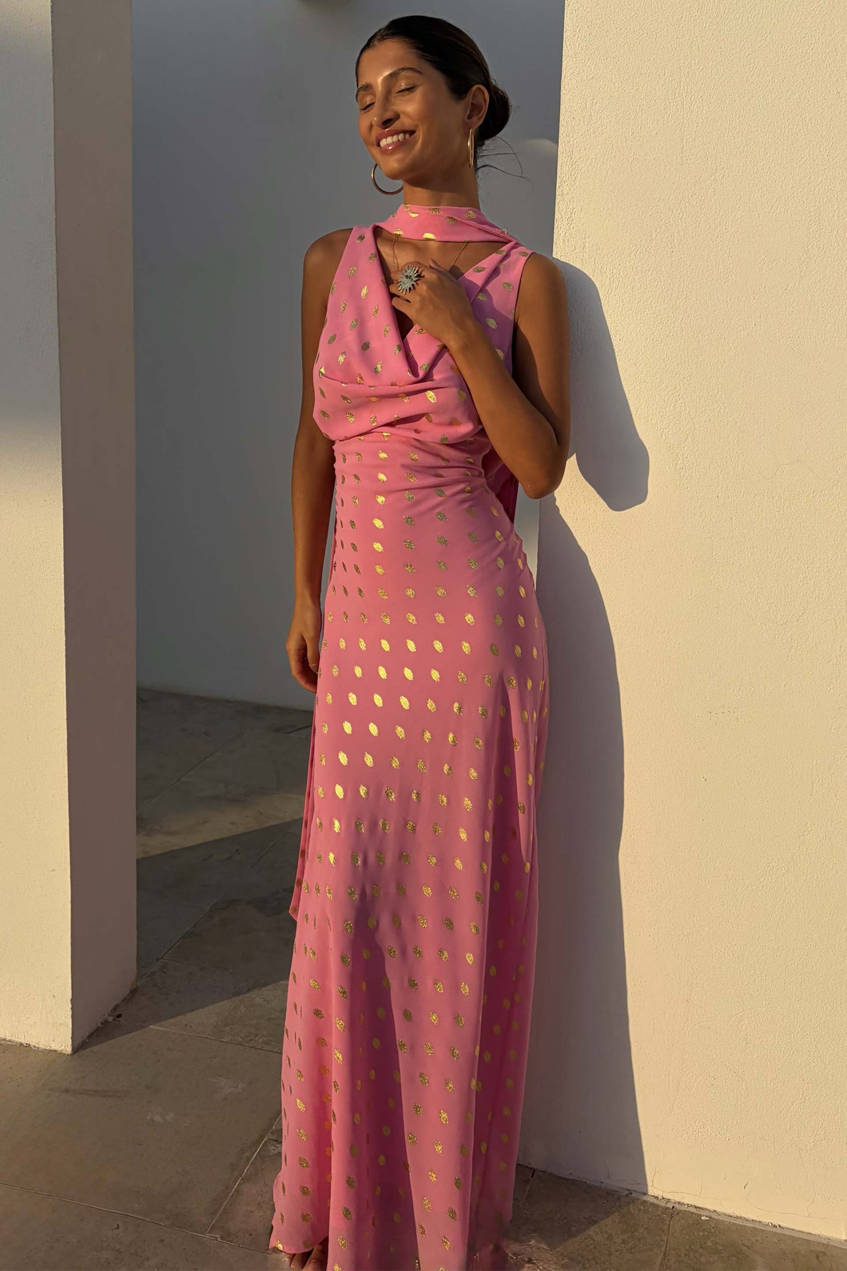 1576-pink-sophie-dress-with-gold-fleck-6.jpg Pink Sophie Dress with Gold Fleck