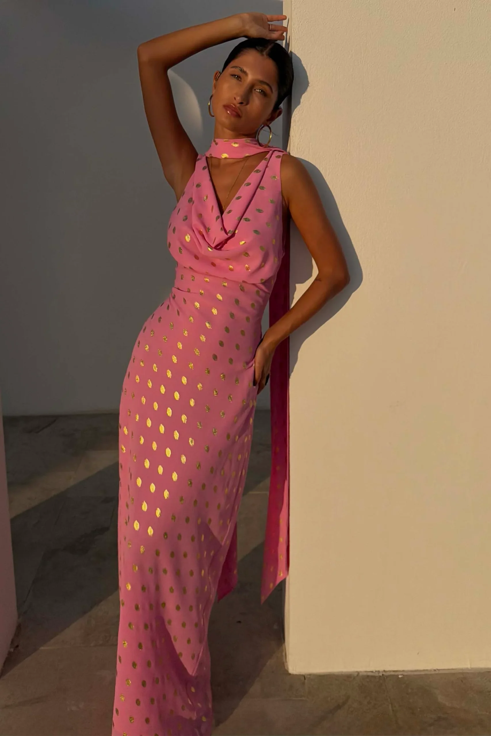 1576-pink-sophie-dress-with-gold-fleck-8.webp Pink Sophie Dress with Gold Fleck