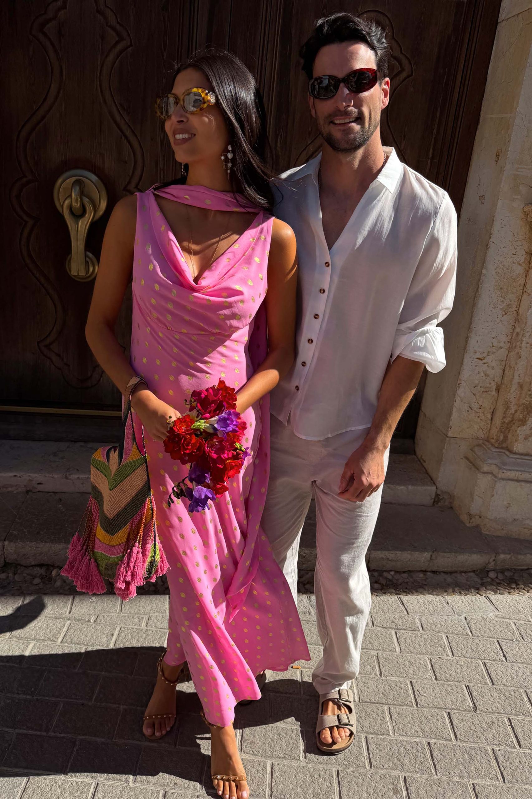 1576-pink-sophie-dress-with-gold-fleck-9.jpg Pink Sophie Dress with Gold Fleck