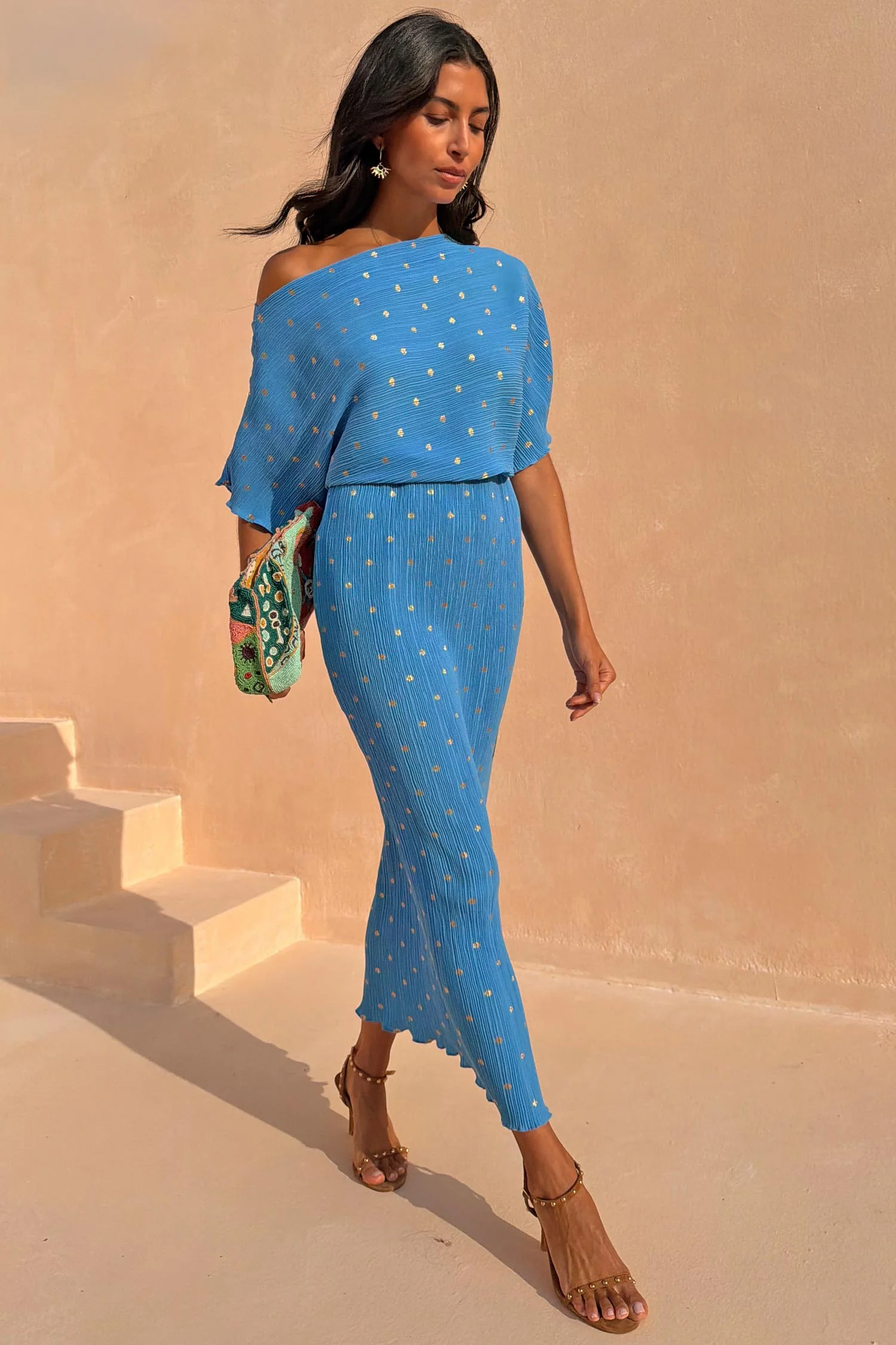 1680-blue-plisse-tilly-dress-with-gold-fleck-3.webp Blue Plisse Tilly Dress with Gold Fleck