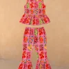 Girl's Pink Fruit Wide Leg Set