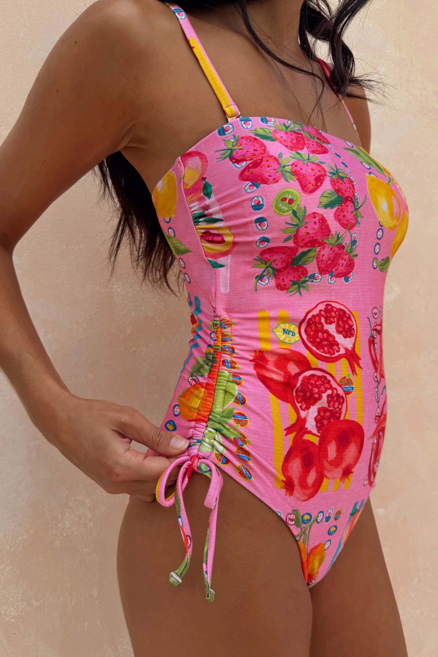 1799-dir-1679091c5a88-6-variation-4.jpg Pink Fruit Stamps Bandeau Swimsuit