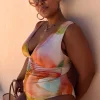 Abstract Plunge Swimsuit