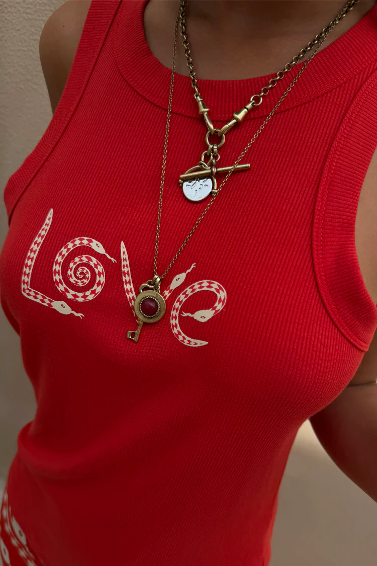 Red Snake Love Rib Tank