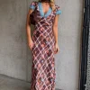 Check Floral Dress