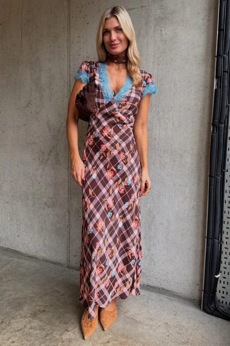 Check Floral Dress