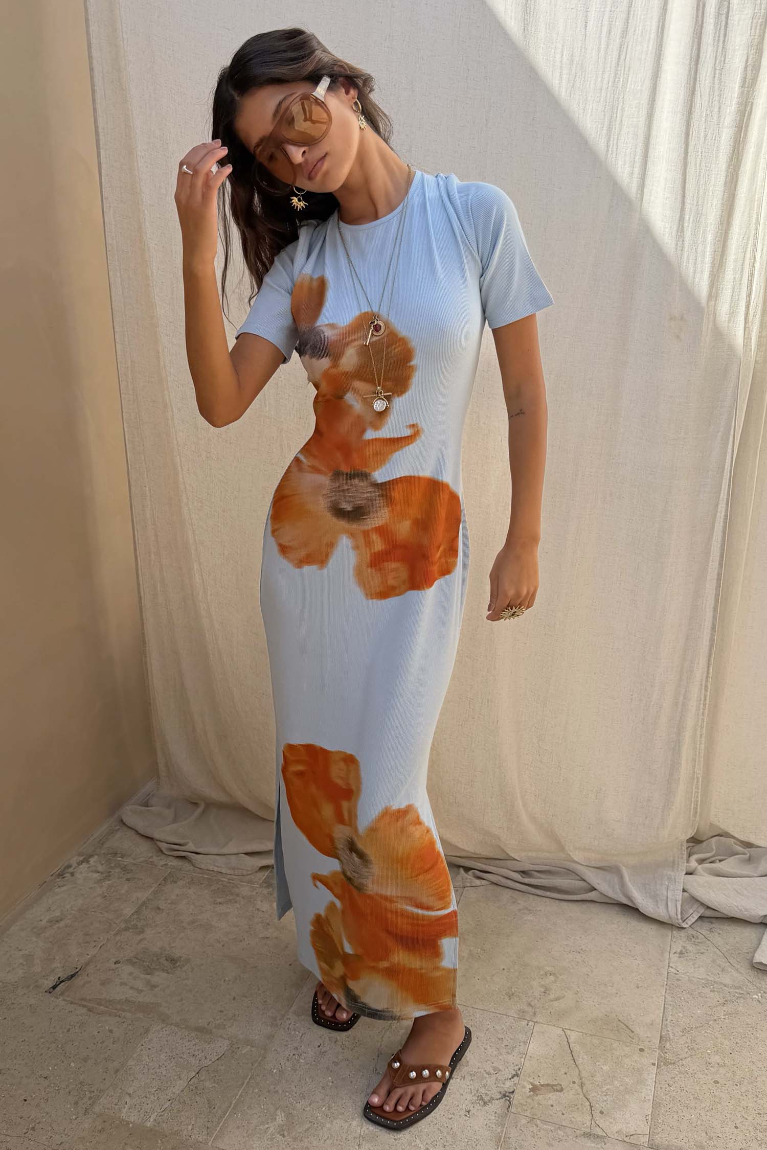 2666-xs-xs-variation-7.jpg Ice Blue Floral Rib Dress