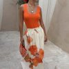 Blurred Floral Midi Skirt