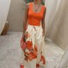 Blurred Floral Midi Skirt