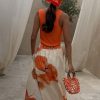 Blurred Floral Midi Skirt