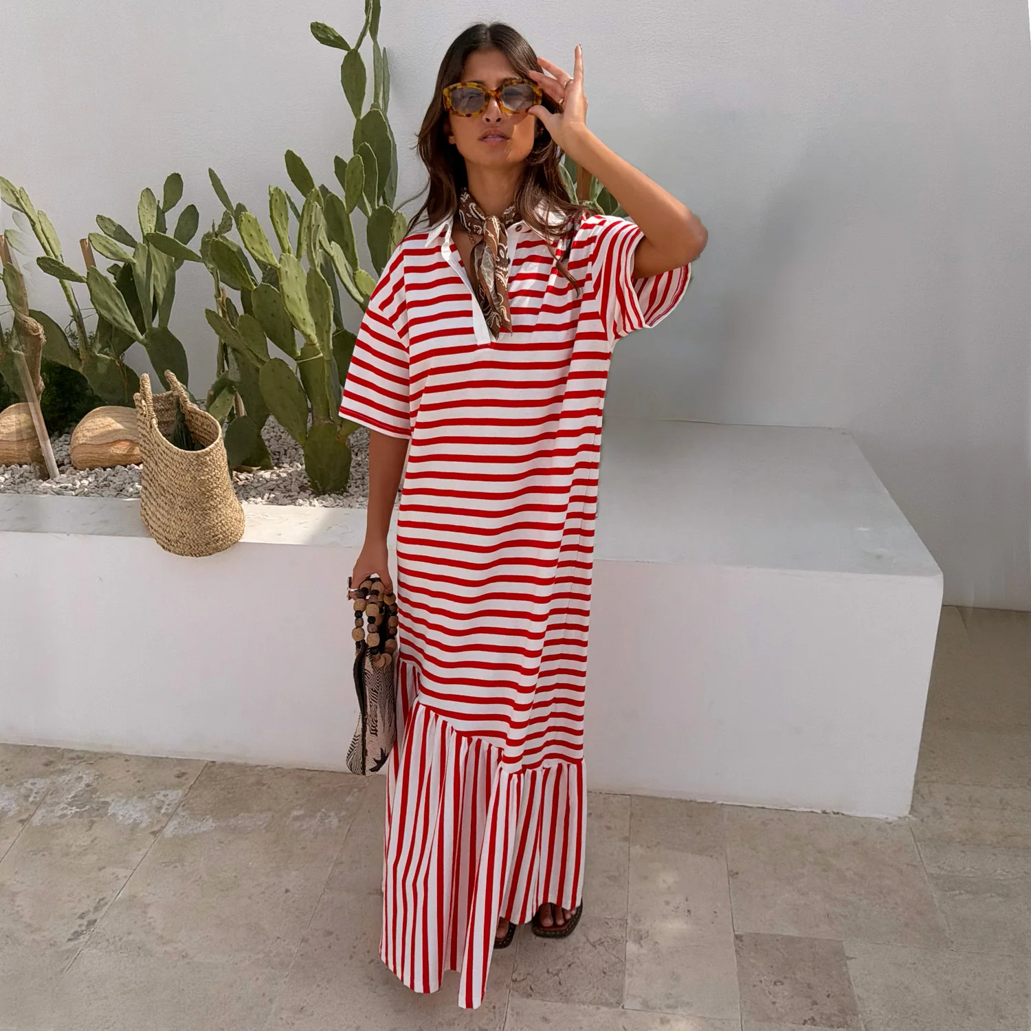 Red Stripe Jersey Dress
