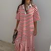 Red Stripe Jersey Dress