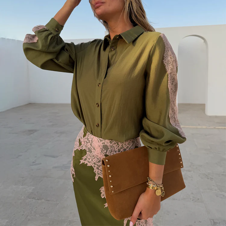 3169-olive-pink-lace-marley-shirt-1.webp Olive & Pink Lace Marley Shirt