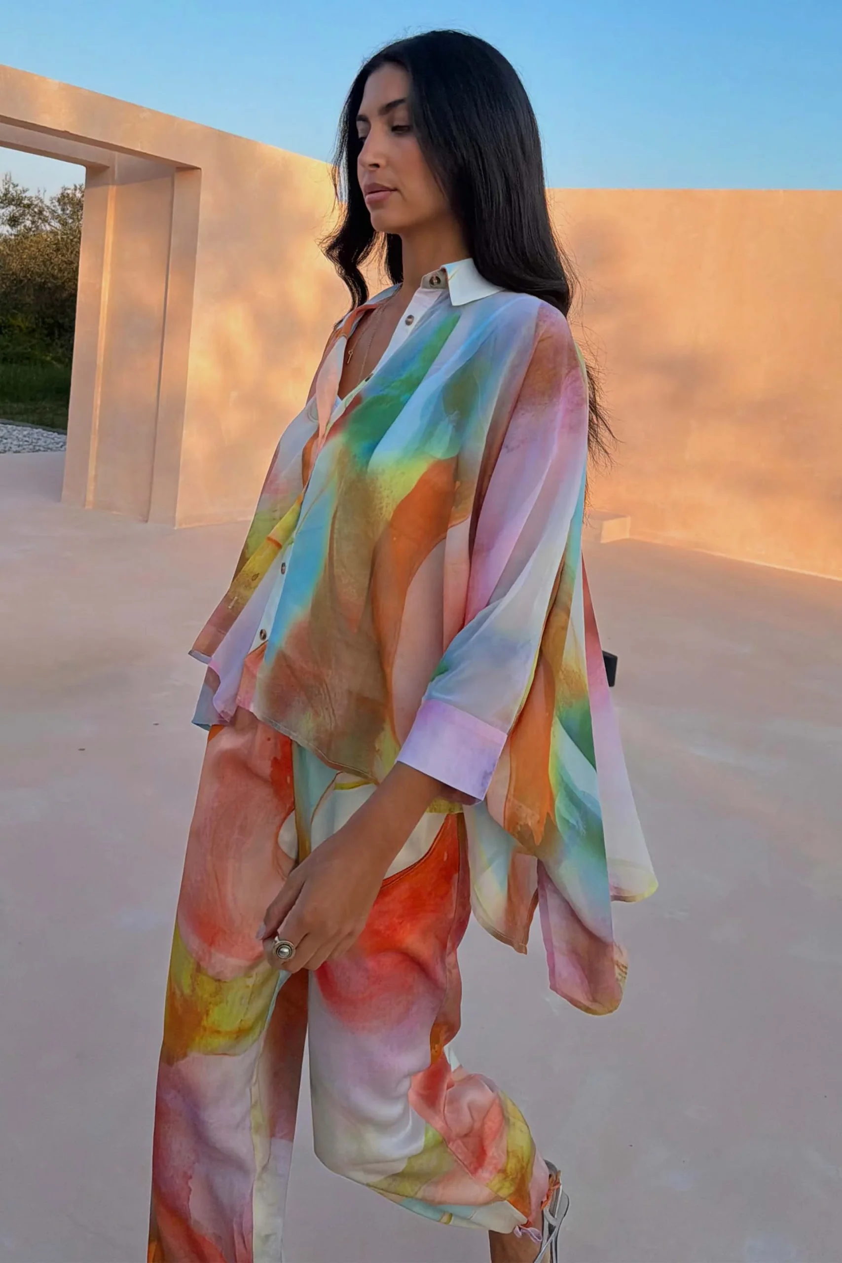 Abstract Cape Shirt