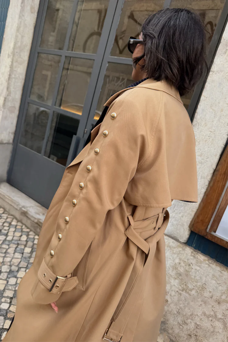 3251-tan-trench-coat-with-gold-studs-12.webp Tan Trench Coat with Gold Studs