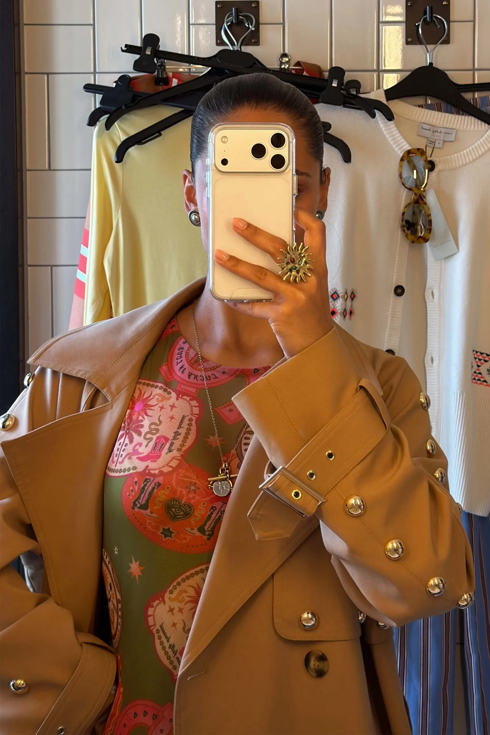 3251-tan-trench-coat-with-gold-studs-14.webp Tan Trench Coat with Gold Studs