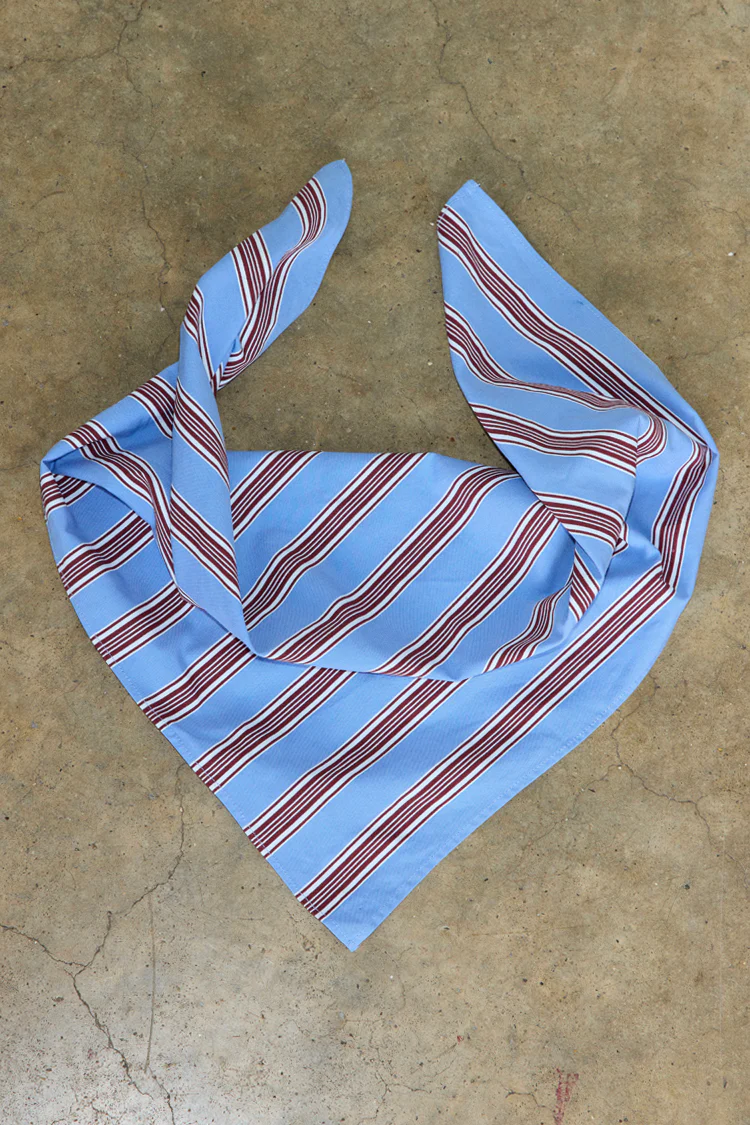 Blue Cotton Stripe Bandana
