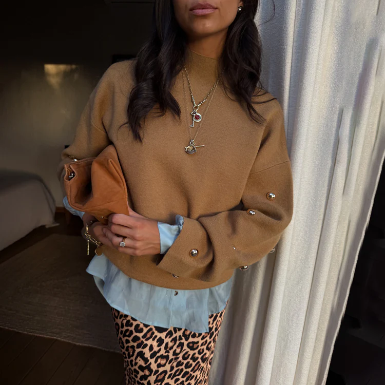 3299-tan-stud-evie-knit-jumper-1.webp Tan Stud Evie Knit Jumper