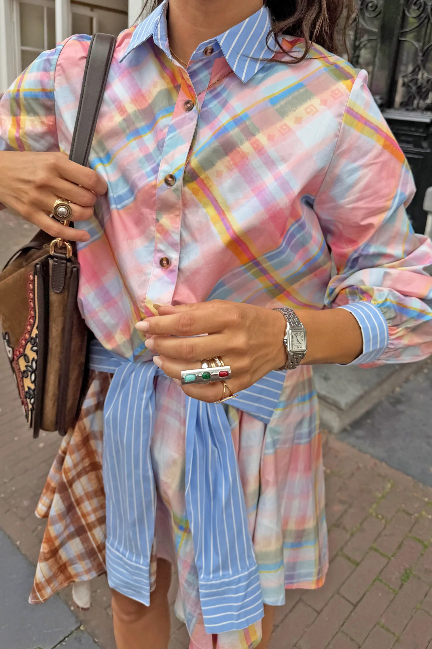 34-check-shirt-with-stripe-pussy-bow-2.webp Check Shirt with Stripe Pussy Bow