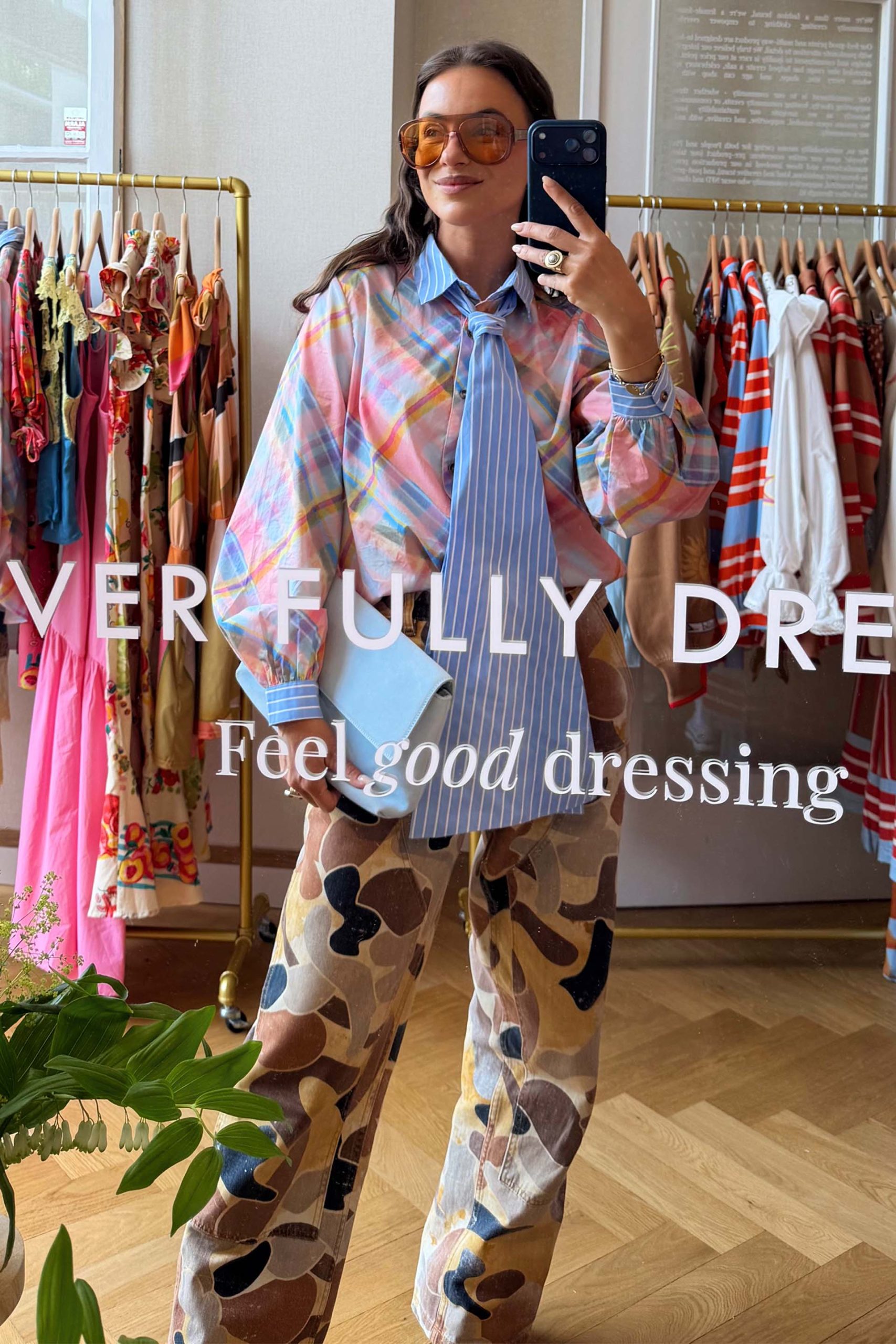 34-check-shirt-with-stripe-pussy-bow-3.jpg Check Shirt with Stripe Pussy Bow