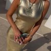 Gold Metallic Ribbed Dress