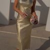 Gold Metallic Ribbed Dress