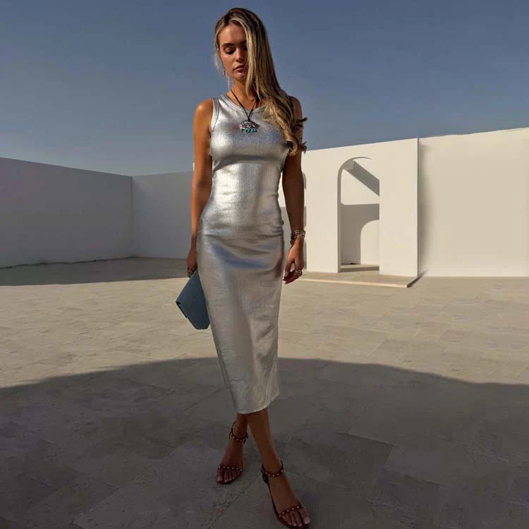 3803-silver-metallic-ribbed-dress-1.webp Silver Metallic Ribbed Dress