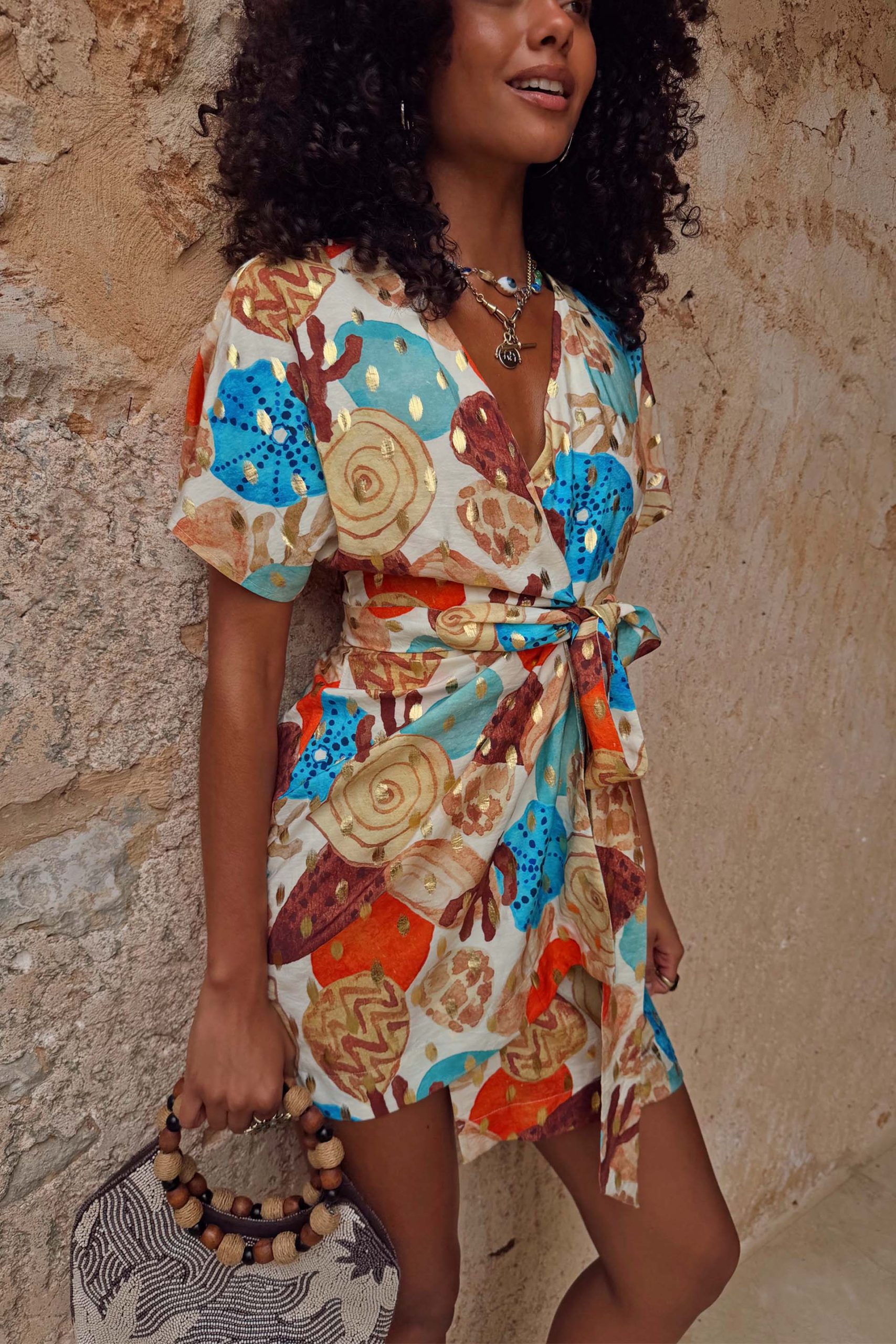 385-shell-mini-wrap-dress-4.jpg Shell Mini Wrap Dress