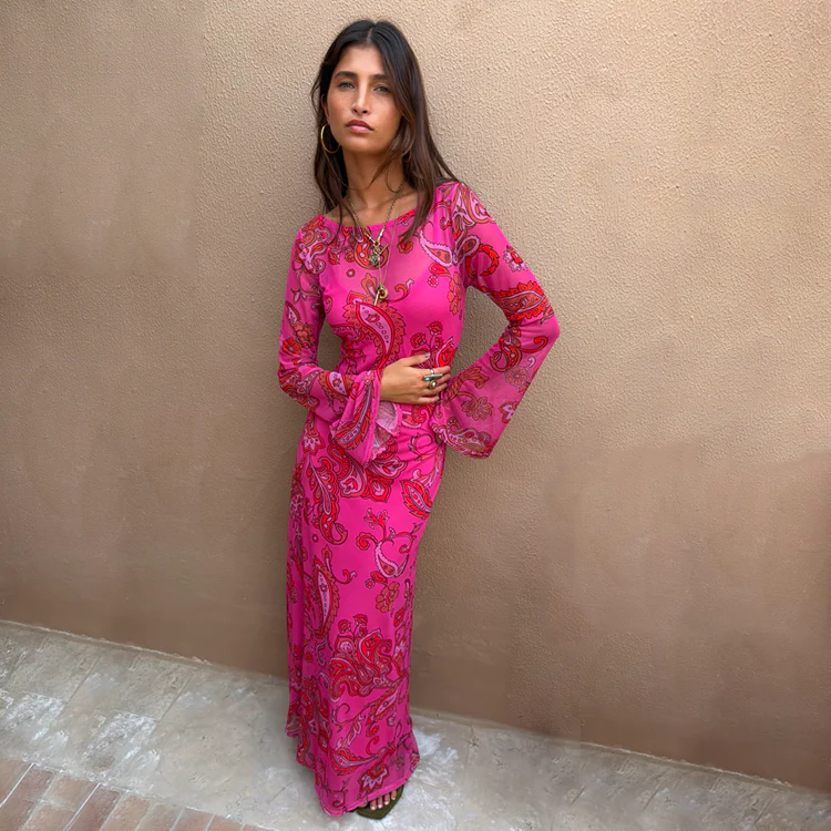 3974-pink-paisley-mesh-dress-1.webp Pink Paisley Mesh Dress