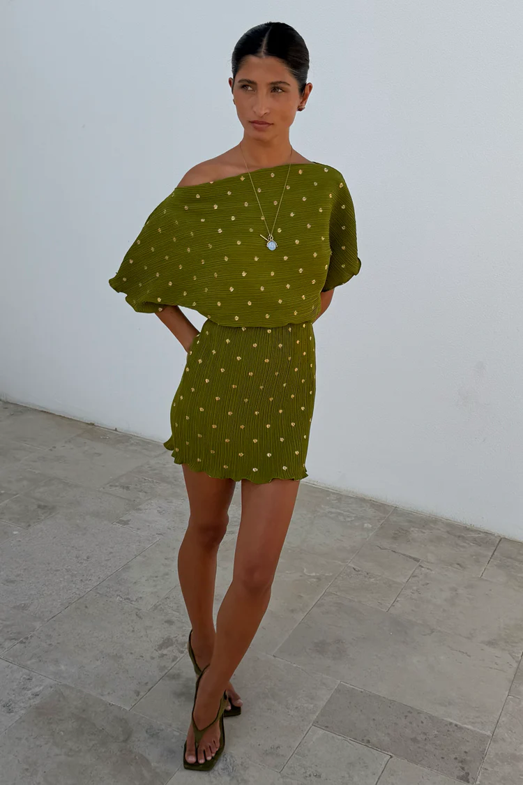 4320-khaki-mini-plisse-tilly-dress-2.webp Khaki Mini Plisse Tilly Dress