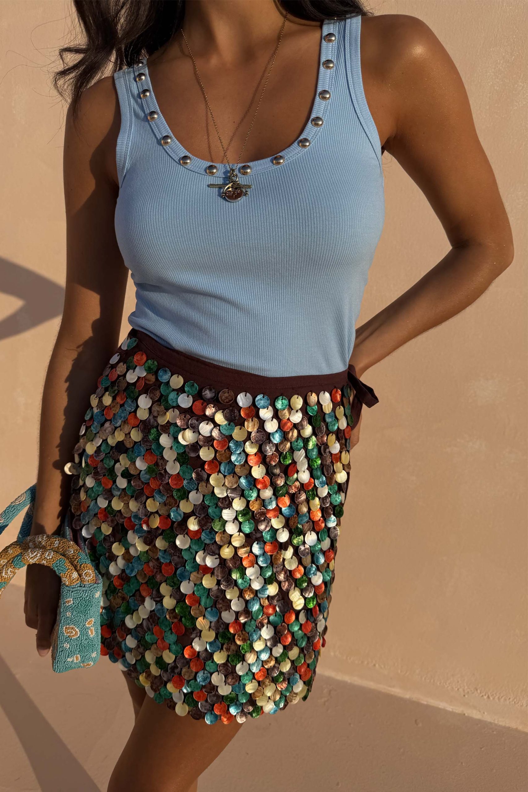 4529-multi-shell-mini-wrap-skirt-2.jpg Multi Shell Mini Wrap Skirt
