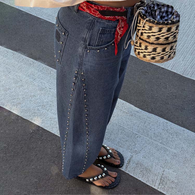 4549-blue-studded-barrel-jeans-1.jpg Blue Studded Barrel Jeans