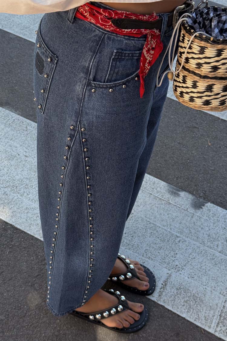 4549-blue-studded-barrel-jeans-2.jpg Blue Studded Barrel Jeans