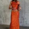 Orange Sequin Dorris Skirt