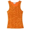 Orange Sequin Tank Top