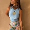 Ice Blue Ribbed Tank Top