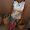 Silver Ribbed Tank Top