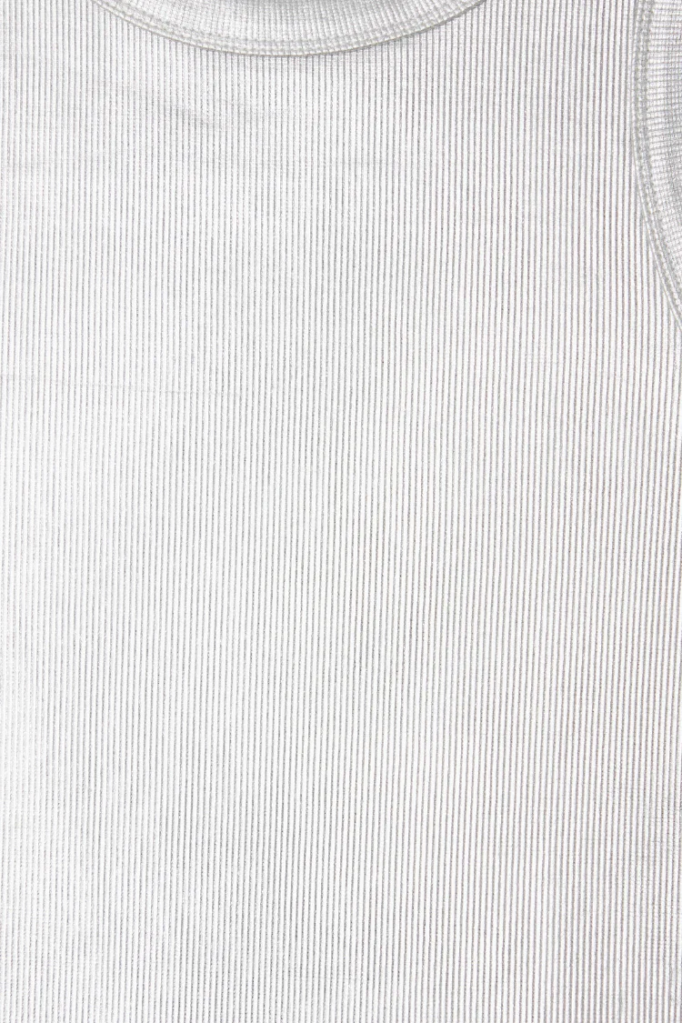 Silver Ribbed Tank Top