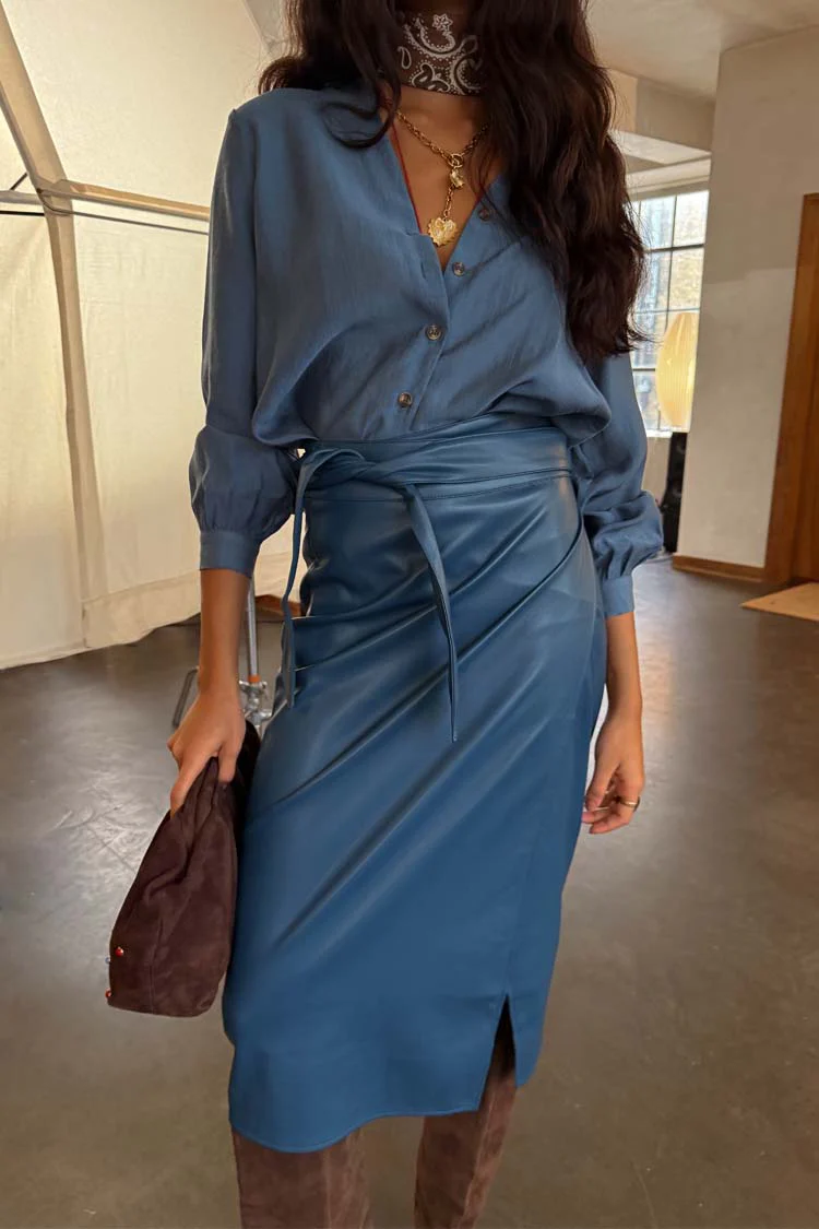 5045-teal-vegan-leather-jaspre-skirt-3.webp Teal Vegan Leather Jaspre Skirt