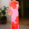 Pink Poppy Sleeveless Mesh Dress