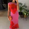 Pink Poppy Sleeveless Mesh Dress