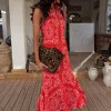 Red Bandana Remi Dress with Leopard Sleeve