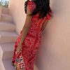 Red Bandana Remi Dress with Leopard Sleeve